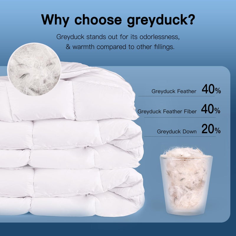 MOOFUN All Season 60Oz Fill Down Comforter King Size w/odorless greyduck Down,Soft &Noiseless Cover 400thread Count for Noise Sensitive Sleeper, Hotel Collection Lightweight Duvet Insert 106 * 90Inch - Image 5
